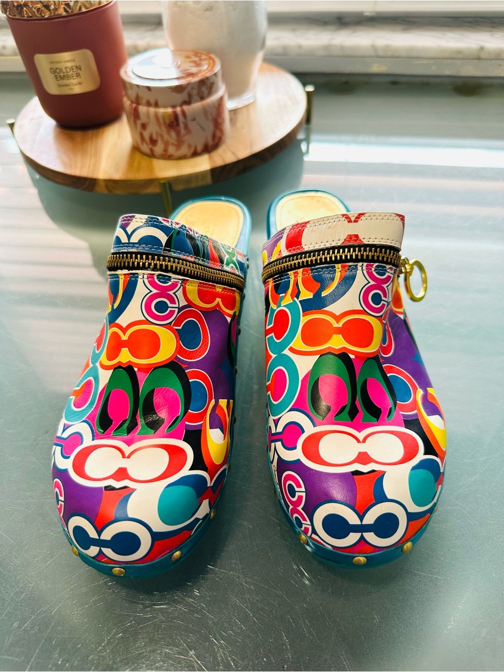 Coach Poppy Jessi Multicolor Clogs Mules Women’s Size 9 Vintage Y2K Like New - Picture 2 of 10
